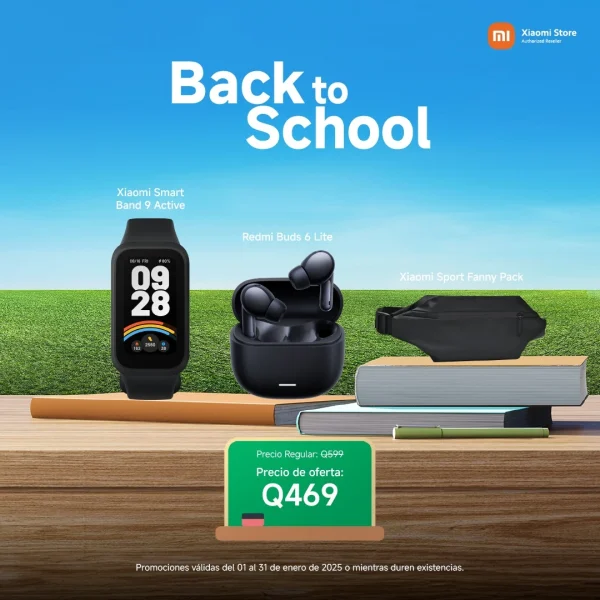 Xiaomi Smart Band 9 active , Redmi Buds 6 Lite y Xiaomi Sport Fanny Pack