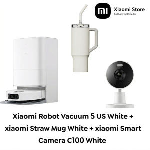 Xiaomi Robot Vacuum 5 US White + xiaomi Straw Mug White + xiaomi Smart Camera C100 White